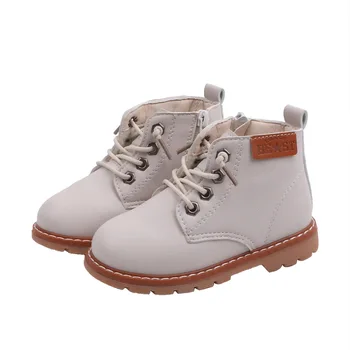 

New Kids Boots For Girls Martin Zip Boots PU Leather Boys Shoes Winter Autumn Warm Children Boots Size 21-30