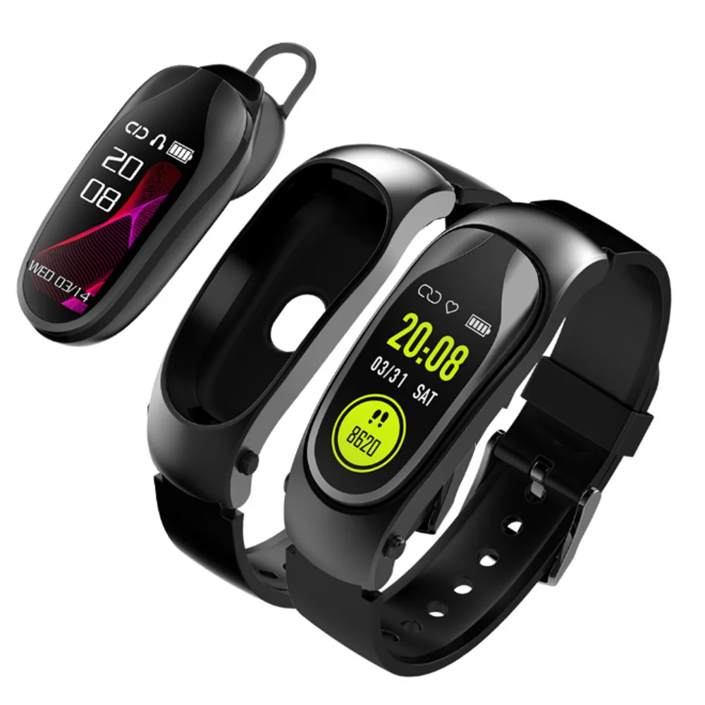 

Heart Rate Sport KR04 Earphone Passometer Wristband Bluetooth 4.0 For Iphone Xiaomi Huawei Smart Bracelet Band Android IOS