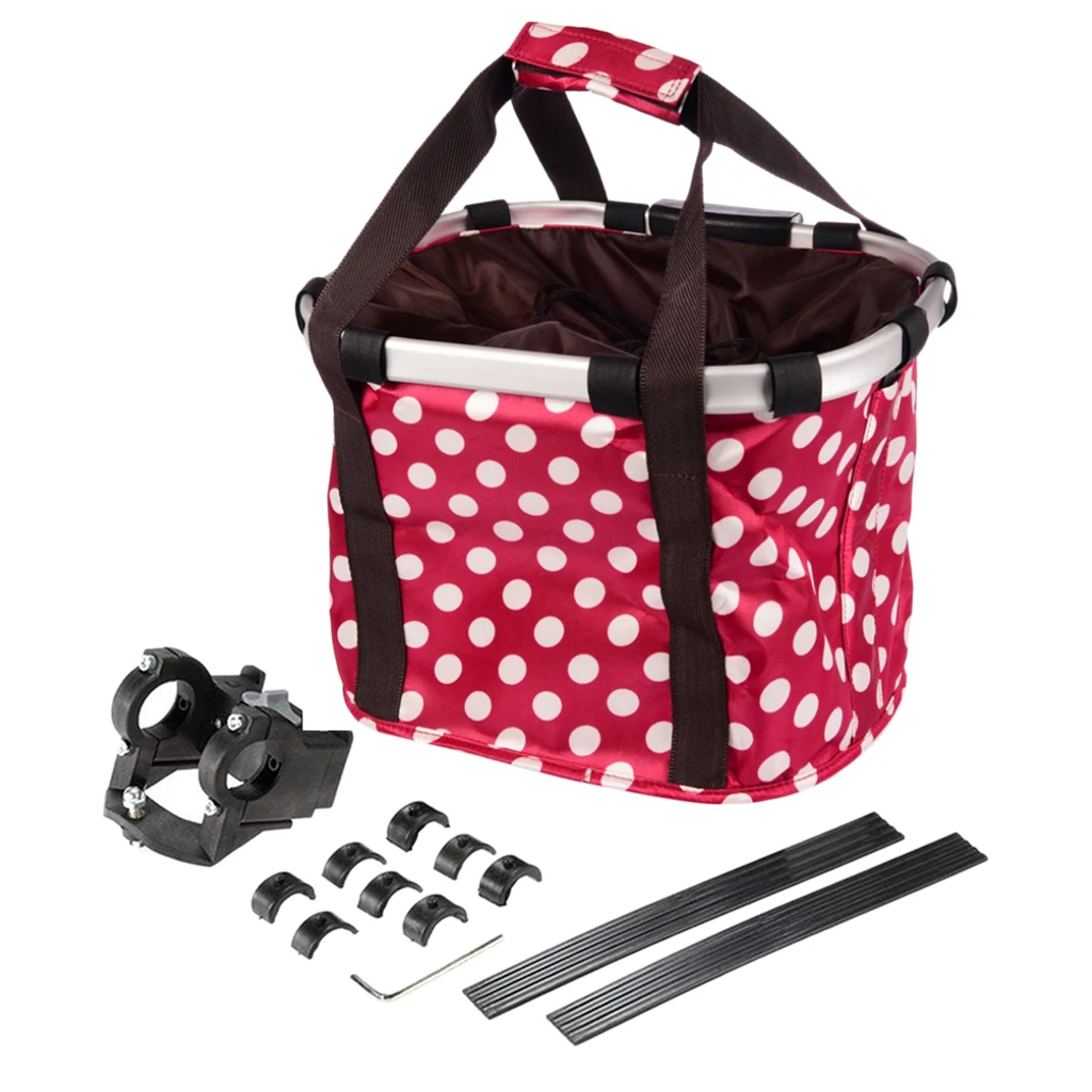 Collapsible Bike Basket, Multi-Purpose Detachable Bicycle Front Basket for Pet, Shopping, , Camping and Outdoor