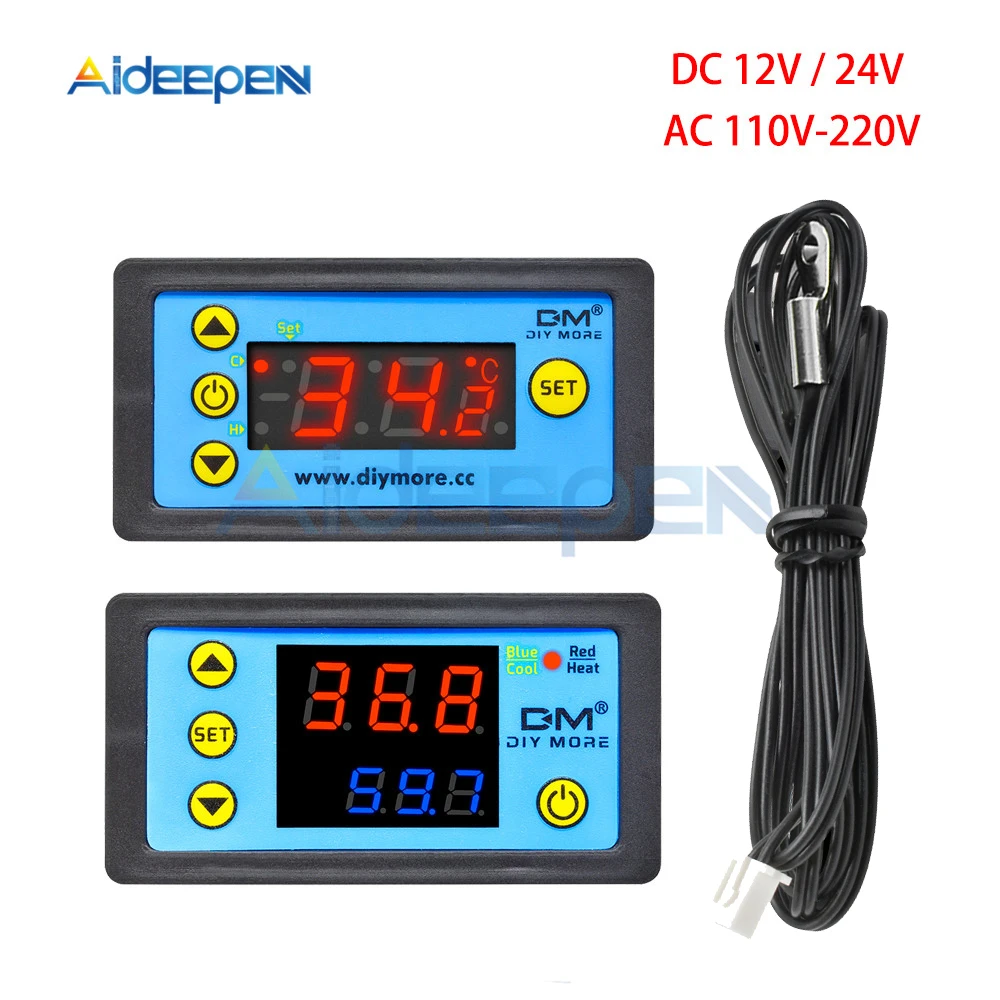 Digital DC 12V/24V W3231 Dual Thermostat Temperature Controller NTC AC 110-220V