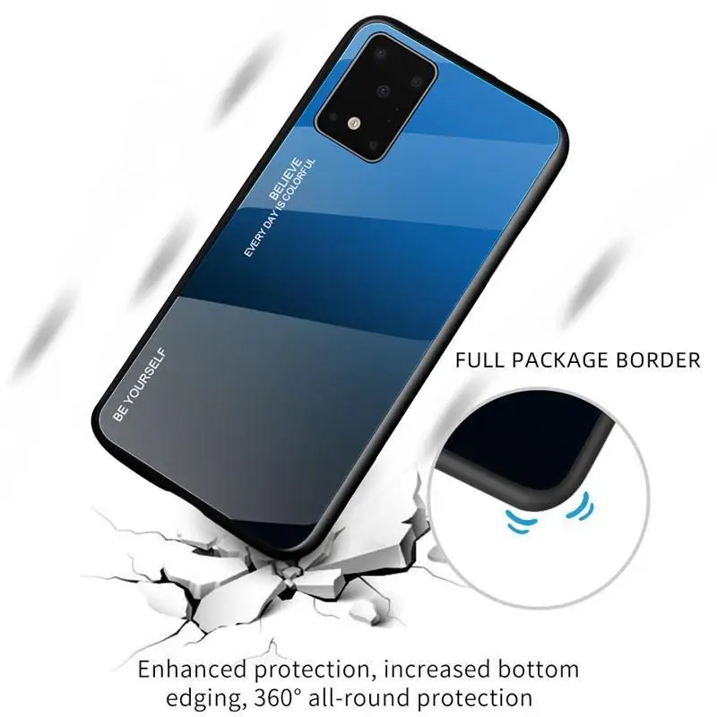 Градиентный чехол из закаленного стекла для Samsung Galaxy A51 A71 S20 S10 S9 S8 Plus A10 A20 A30 A50 A70 M30S