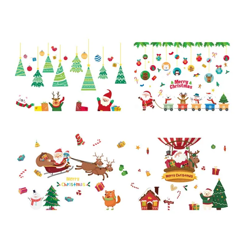 60*90cm New Year Santa Claus Glass Window Stickers Merry Christmas Decorations for Home Decorative wall Stickers Navidad Natal