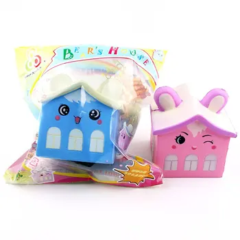 

Simulated Cartoon PU Bear House Doll Slow Rebound Decompression Toy Foam Decoration Foam Relaxed Toy Cake Sample Model