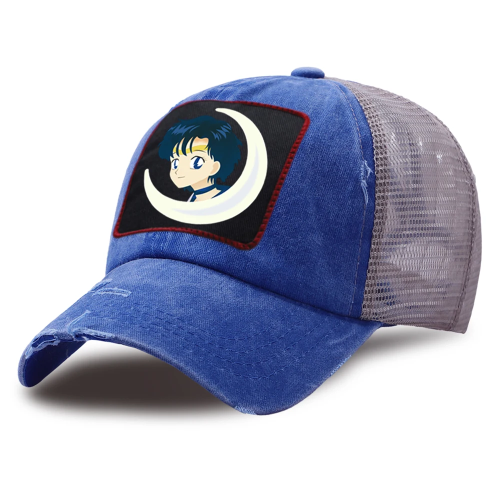 

Sailor Moon Baseball Caps Women Summer Casual Washed Vintage Hats Outdoor Snapback Hat Mesh Breathable Unisex Anime Baseball Cap