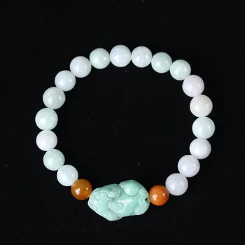 

Natural Emerald Pixiu 10mm Beads Bracelet Adjustable Bangle Charm Jewellery Fashion Accessories Hand-Carved Man Woman Amulet