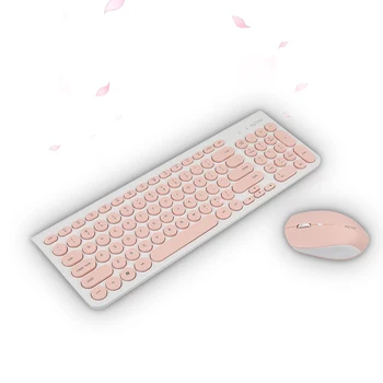 

2.4G wireless keyboard mouse set mute retro round keycap multimedia computer gaming keyboard For Macbook Lenovo Laptop