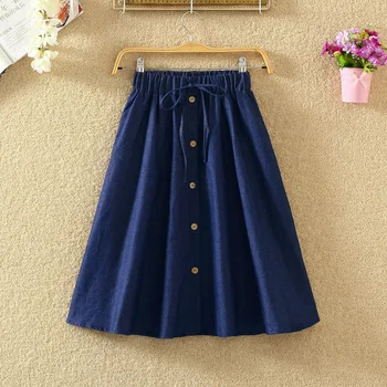 

New women's elastic band cotton A-line skirt summer thin skirt gray