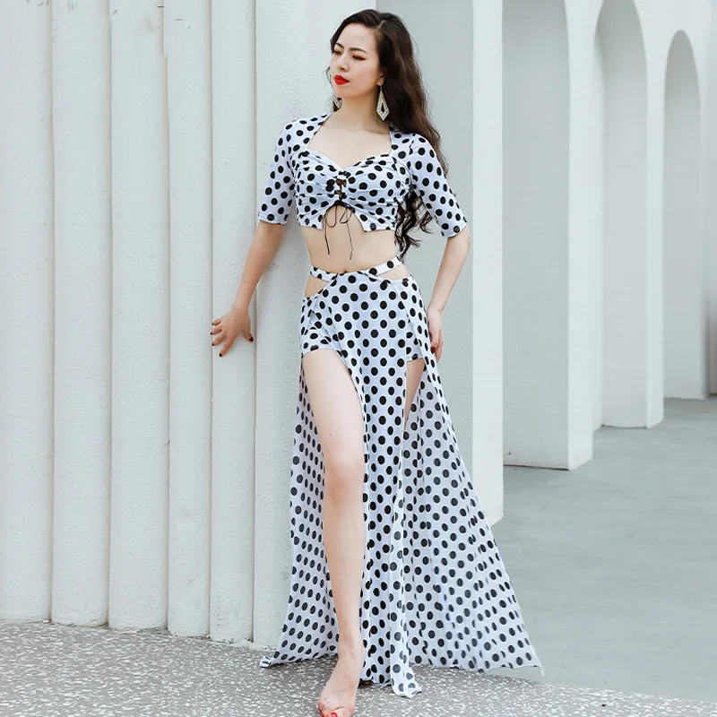 

Bellydance Half Seeve Bandage Long Placketing Skirt Sexy Belly Dance 2pcs Set for Female/Women,Costumes Performance Wear ZM345