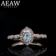 AEAW элегантные женские белые 1.0ct овальные 14k ювелирные изделия из желтого золота винтажные Свадебные Кольца для женщин moissanite камни подарок