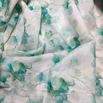 

Natural pure ramie tissu Small fresh style print fabric High grade cheongsam robe dress material