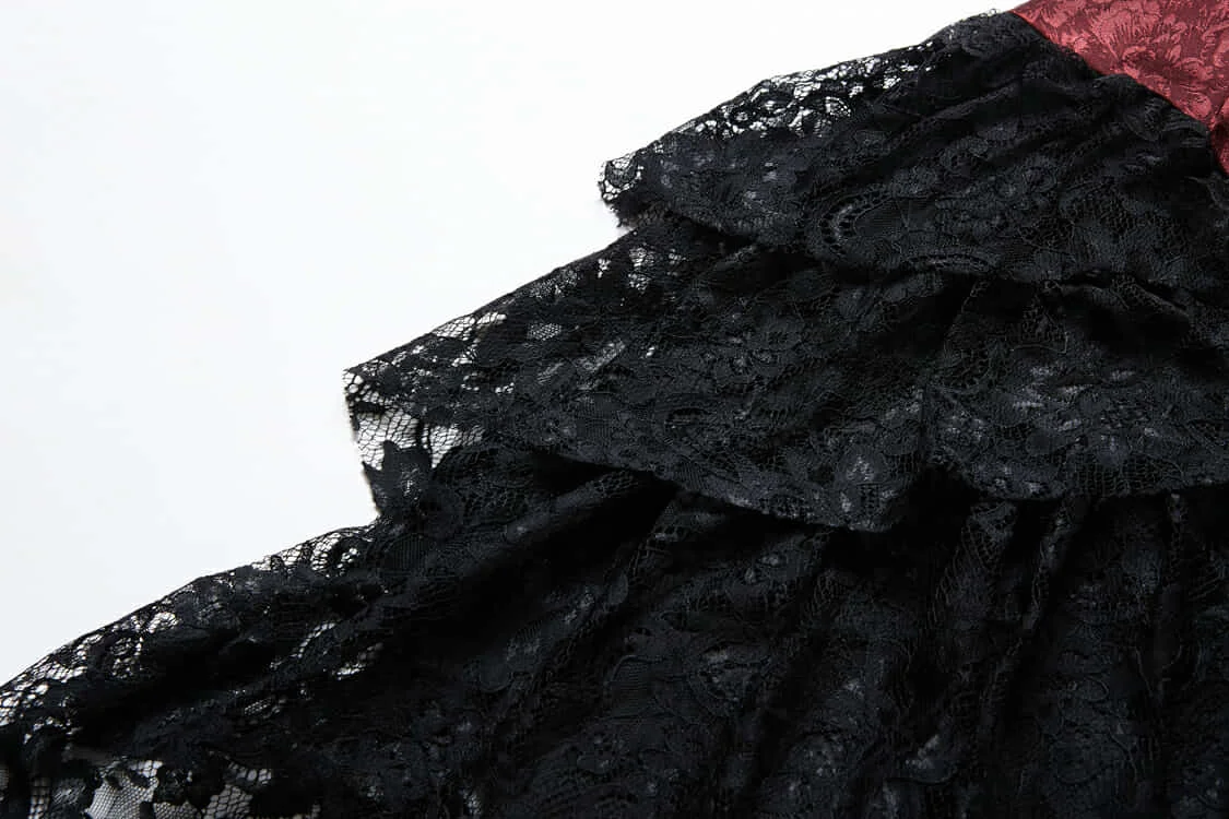 Темный в любовь Для женщин Черная кружевная баска готическое платье Асимметричный лeт бeз рyкaвoв нa рeмeшкaх сексуальное платье с лямками