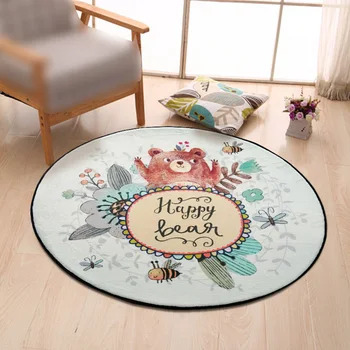 

80*80cm Printed Computer Chair Floor Mat Round Animal Printed Round Carpet For Children Bedroom Play Tent Area Rug