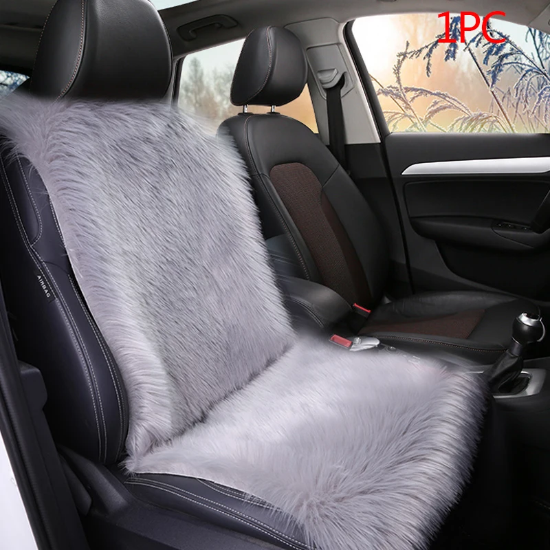 Подушка для салона автомобиля, универсальный плюшевый чехол для сиденья автомобиля, теплые чехлы для сидений автомобиля, набор зимних теплых удобных автоаксессуаров - Название цвета: 1pc Front Gray