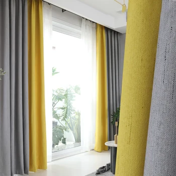 

Solid Color 100% Blackout Curtains for Living Room Linen Thickening Soundproof Curtains for Bedroom Window Drapes