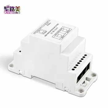 

BC-812-DIN-RJ45 DIN Rail led DMX512 Signal Amplifier One Input Channel,Two Output Channels DMX Controller DC12V - 24V