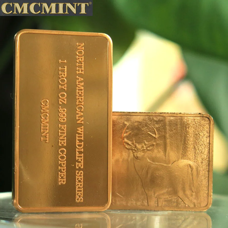 1 Troy Oz .999 тонкая медь Североамериканская серия дикой природы волк слитки бар