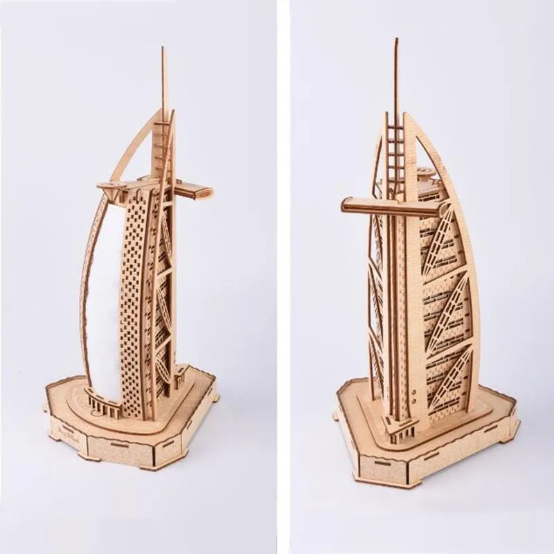 Набор для сборки деревянного ремесла Развивающие головоломки игры DIY BurjAl-Arab 3d деревянные пазлы для детей и взрослых Рождественские подарки на день рождения