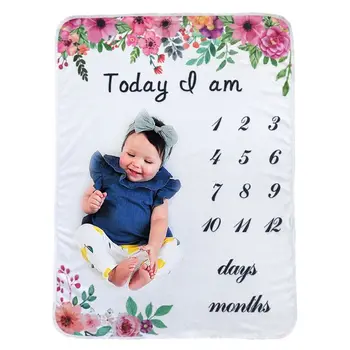 

Baby Monthly Milestone Blanket Flower Pattern Infants Photography Backdrop Cloth Size: app.76 x 102 cm