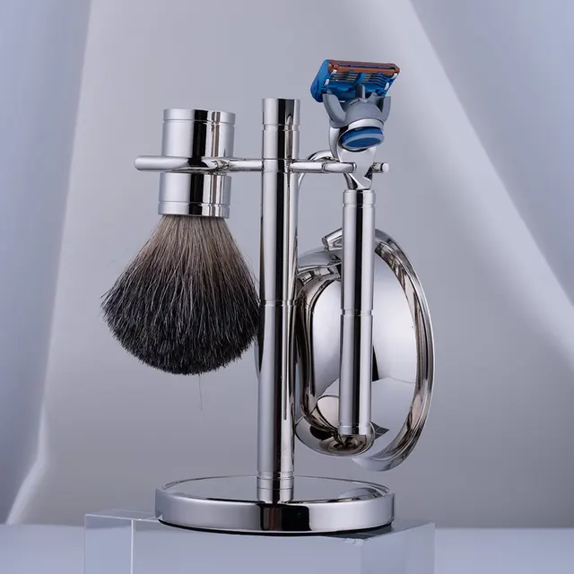 Retro Manual Razor Set Razor Shaving Brush Shaving Brush Rack Portable For Travel Durable 4 Sets 3
