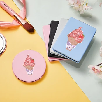 

Ice Cream Light Portable Makeup Mirror with 2 Sides for Girl Travel Folding Compact Cosmetic Vanity Pocket Magnifying Mirrors