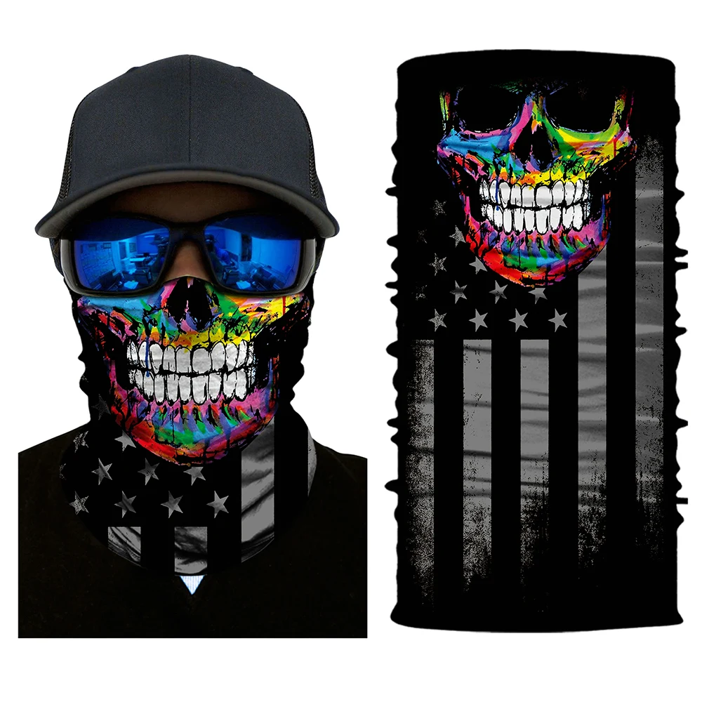 Biker Skull Ghost Full Face Mask Balaclava Tactical Durag Motor Windproof Masks Face Protective Cover Neck Masque For Unisex - Цвет: PL180137