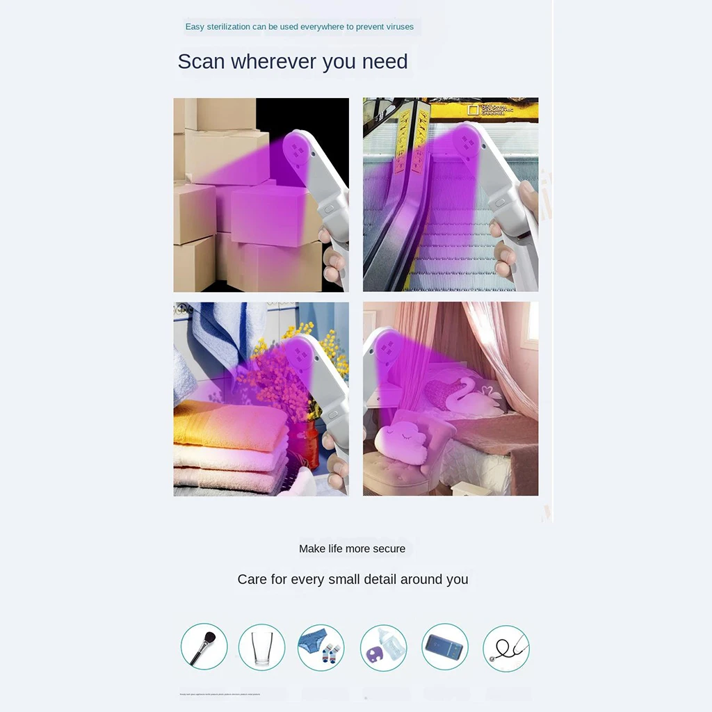 Portable Handheld UV Sterilizer Lamp USB Mini UVC Ultraviolet Germicidal Lamp Travel Efficient Disinfection UV Sanitizer Light