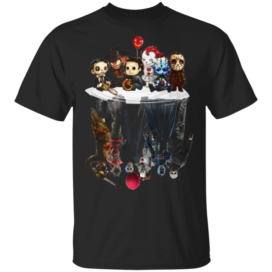 Мужская футболка с героями мультфильмов Chibi Horror Movies Reflection для Хэллоуина размер