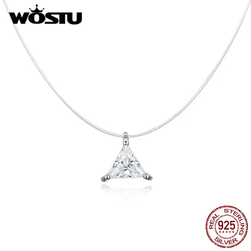 WOSTU, дизайн, 4 Stlye, подлинное 925 пробы Серебряное ожерелье, простая блестящая жизнь для женщин, хорошее ювелирное изделие, подарок