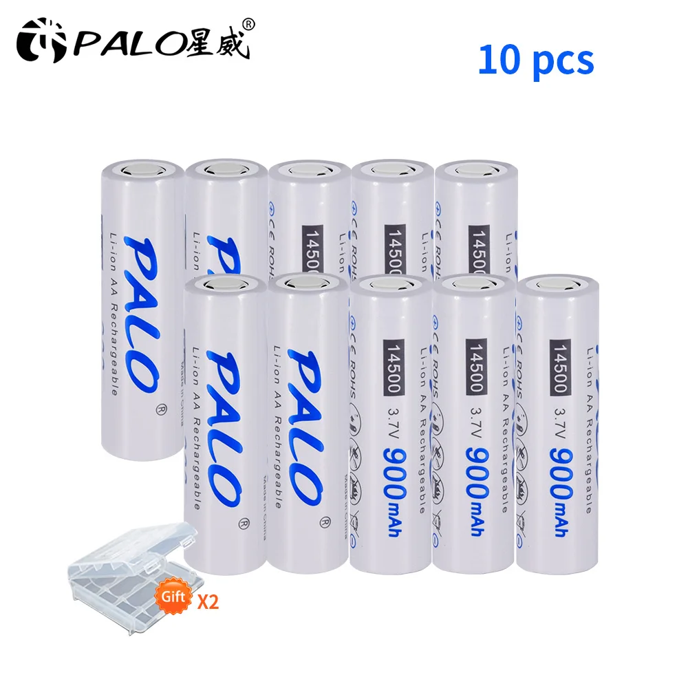 PALO 2-16 pcs 3,7 V AA 14500 аккумуляторная батарея 2A 900mAh литий-ионные литиевые батареи для светодиодного фонарика мышь Налобные фонари - Цвет: 10pcs battery