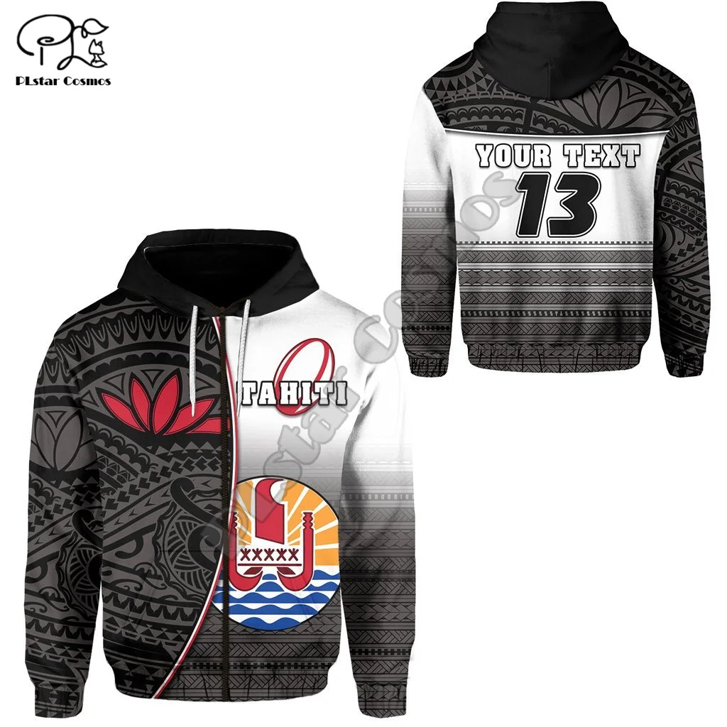 NewFashion French Polynesia Tahiti Country Tribal Culture Retro Tattoo Custom Text Tracksuit Men/Women 3DPrint Funny Hoodies N-2