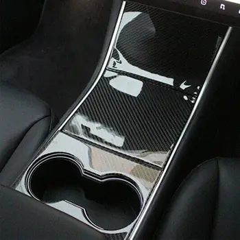 

4pcs/set Sequin Carbon Fiber Car Center Console Storage Box Cover Stickers For Tesla MODEL 3 Interior Decoration Protector Film