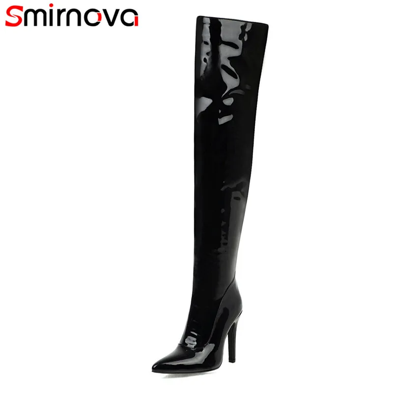 Smirnova/Новое поступление на осень-зиму сапоги для леди; очень пикантные женские туфли Обувь на высоком каблуке; ботинки с острым носком; Женские Сапоги выше колена