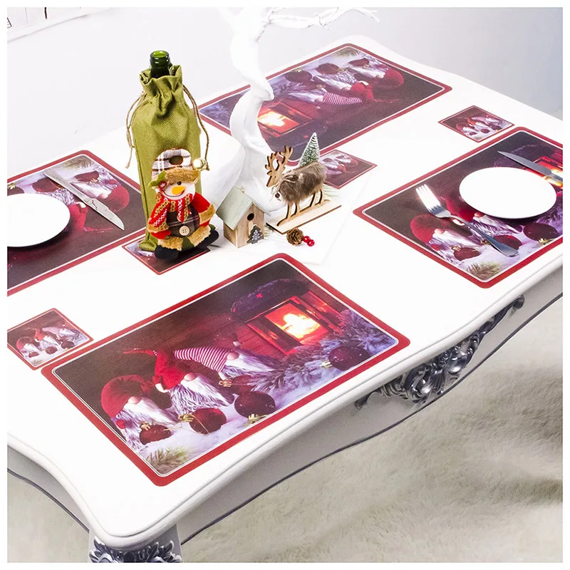 

2020 Merry Christmas Snowman With Elk Bowl Cup Mat Kitchen Dining Table Pad Kawaii Placemat Coaster Christmas Home Decor