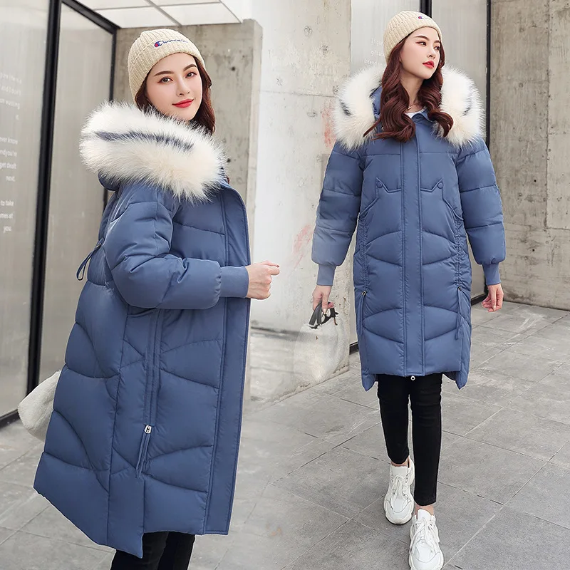 

2019 Autumn And Winter New Style down Cotton down Coat Women's Korean-style Mid-length Cotton-padded Clothes Large Fur Collar Co