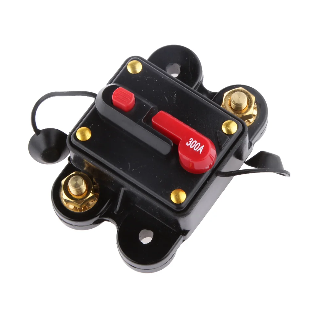 300Amp Circuit Breaker with Manual Reset Car Stereo Audio Fuse Holder Inline Inverter High Current for DC 12V 24V Automobile