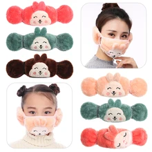 New Winter Plush Ear Protectors Cute Cartoon Rabbit Earmuffs Soft Cotton Warm Ear Cover 2 in 1 Earflap for Adults Children