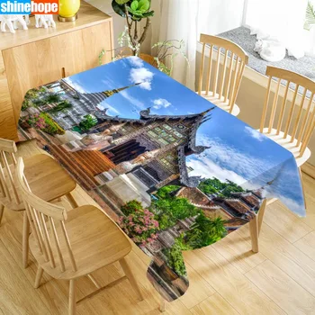 

Custom Temple Dragon Table Cloth Oxford Print Rectangular Waterproof Oilproof Wedding Table Cover 100X140cm140X250cm