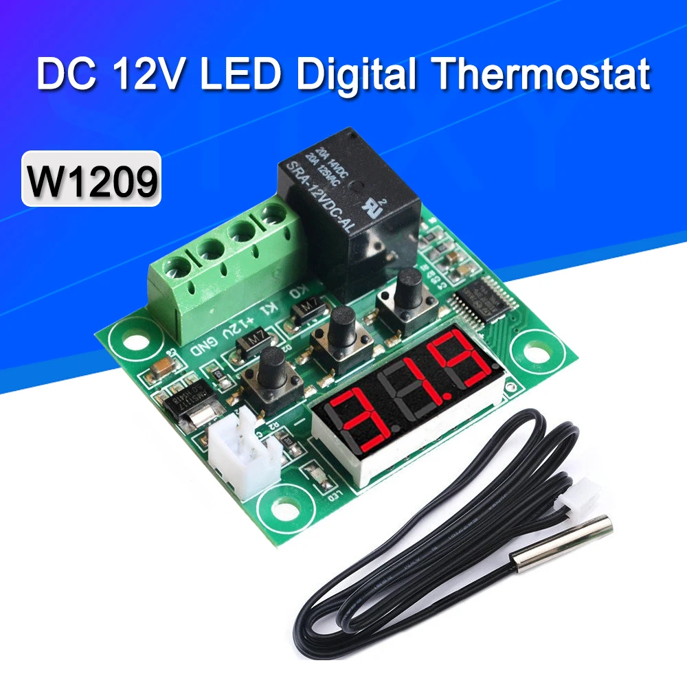 1 pz W1209 12V termostato temperatura digale regolatore di temperatura sensore relè interruttore-50-110C W1209 caso