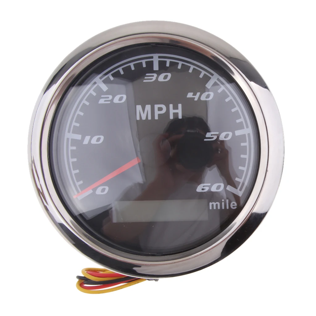 Marine Car Digital GPS Speedometer Gauge 0-60 MHP 85mm 316L Chrome