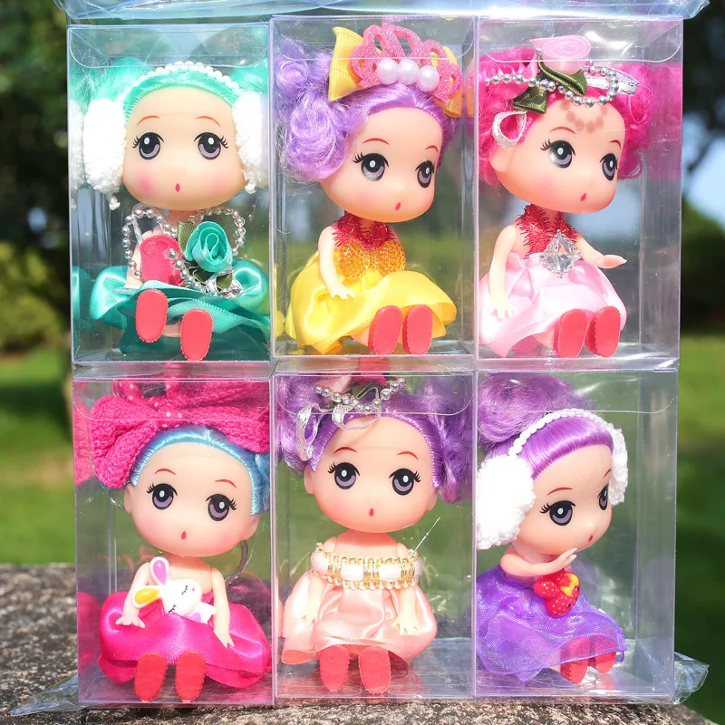 

New cartoon big head doll can move joint wedding doll cartoon princess girl toy 6pcs