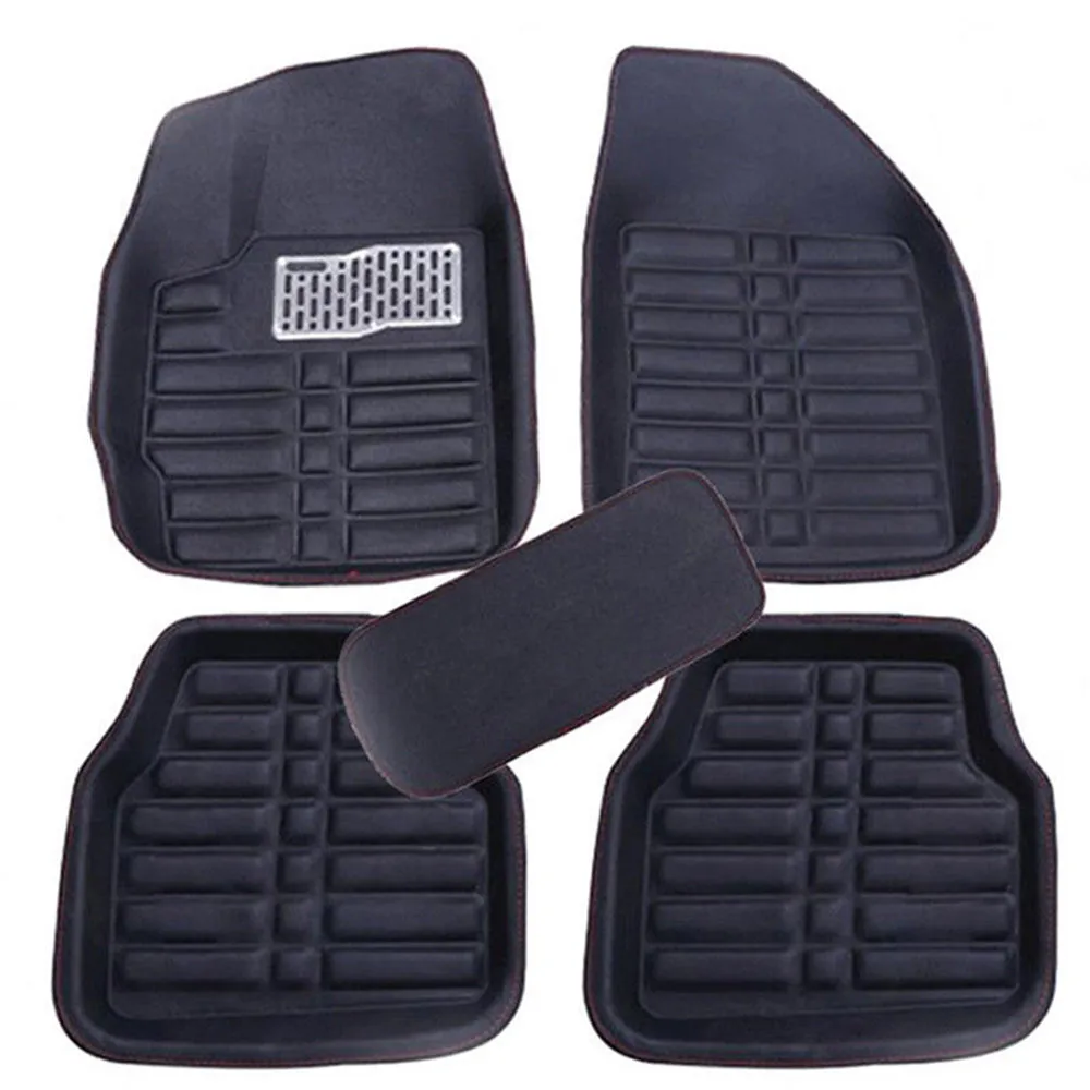 5pcs Car Floor Mats Black Leather Universal Auto Car Floor Mats Front Rear Liner Weather Set Waterproof  Car Accessories Styling