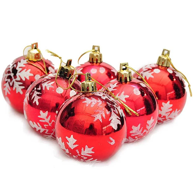 6PCS/Box Xmas Tree Decoration 6CM Christmas Tree Ball Bauble Hanging Home Party Ornaments DIY Decor Decorations