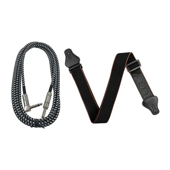 

1Pcs 6 Meters/ 20 Feet Electric Guitar Bass Musical Instrument Cable Cord & 1Pcs Guitar Strap with 3 Pick Holders