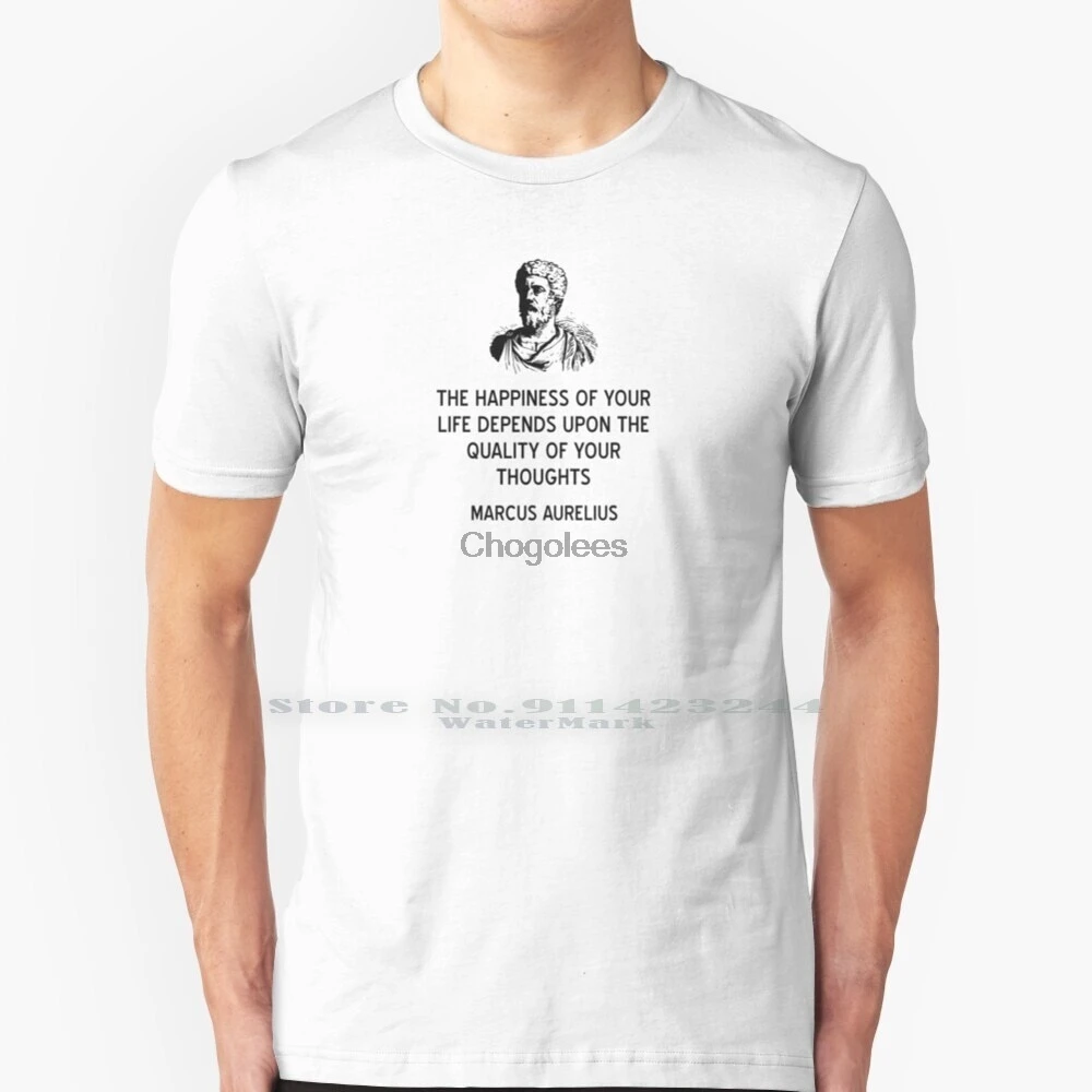 Stoic Marcus Aurelius Quote On Happiness T Shirt 100% Pure Cotton Stoics Stoicism Philosophy Seneca Epictetus |