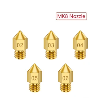 

MK7 MK8 Nozzle 0.4mm 0.3mm 0.2mm 0.5mm Copper 3D Printers Parts Extruder Threaded 1.75mm 3.0mm Filament Head Brass Nozzles Part