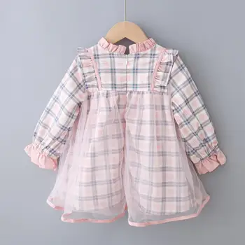 

1PC Baby Girls Little Kids Girl Sweet Grid Bowknot Tutu Dress Cute Spring Autumn Outfit for 6M-5T