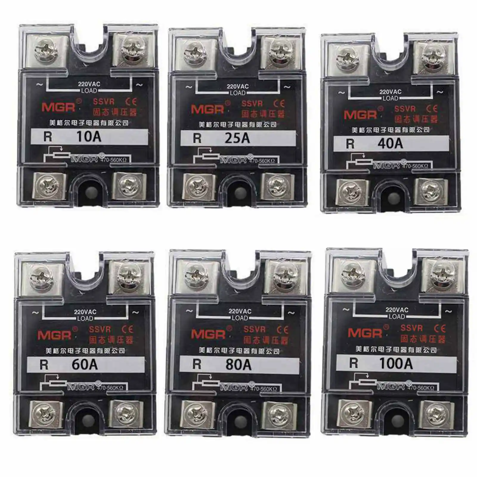 Ac 220V 10/25/40/60/80/100/120A Modulo Di Regolazione Della Resistenza Del Relè Del Regolatore Di Tensione Del Relè A Stato Solido Ssvr Monofase