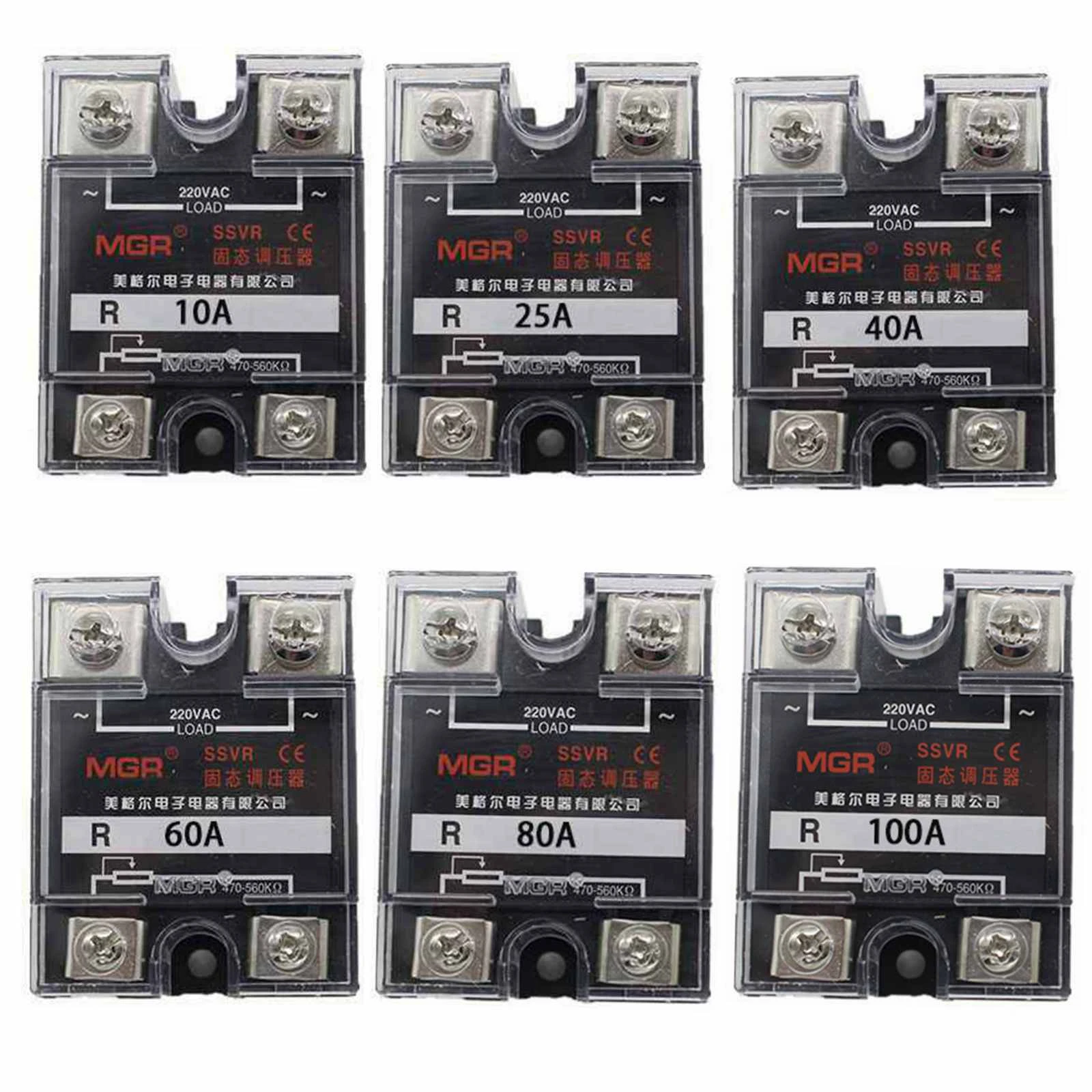 AC 220V 10/25/40/60/80/100/120A Single Phase SSVR Solid State Relay