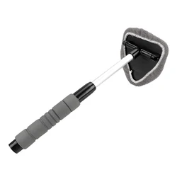 Eliminate Fog Microfiber Window Cleaning Brush with Telescopic Handle (1 Set Gray)