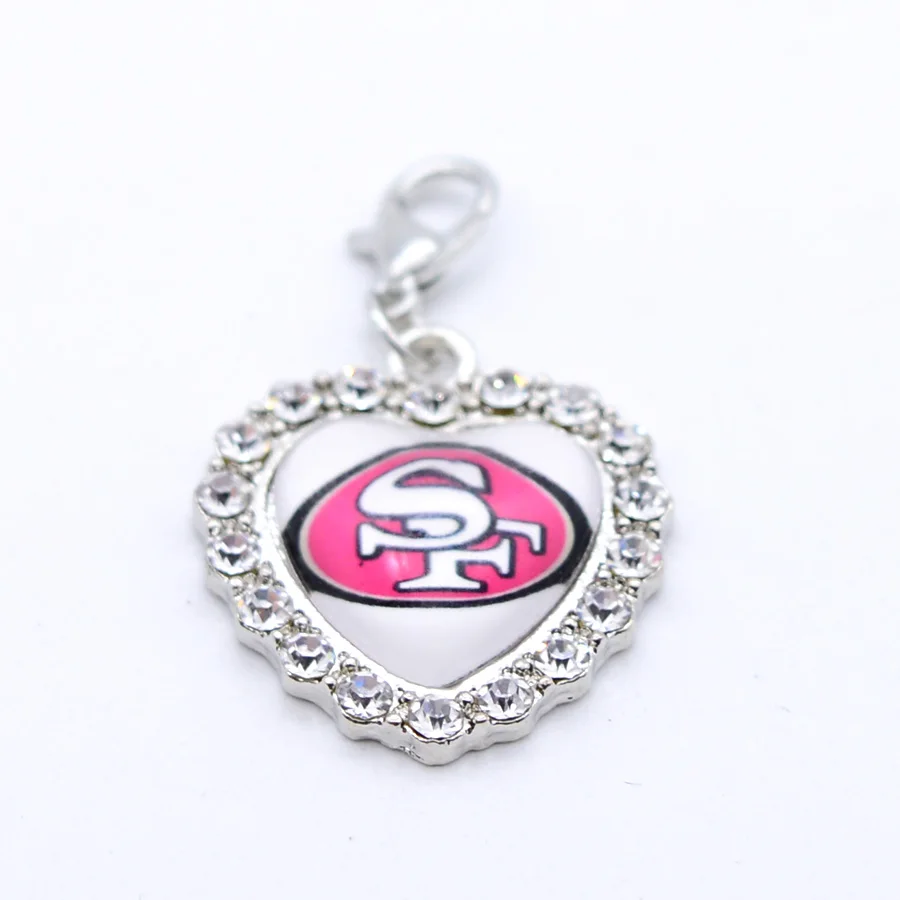 Серебряная подвеска, стразы, амулеты Сан-Франсиско, 49ers, браслет, ожерелье для женщин и мужчин, футбольные болельщики, Paty Fashion - Окраска металла: Посеребренный